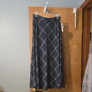 Croft & Barrow Black and Gray Plaid Maxi Skirt